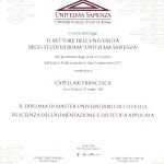 Diploma di Master in Scienza dell'alimentazione e Dietetica Applicata